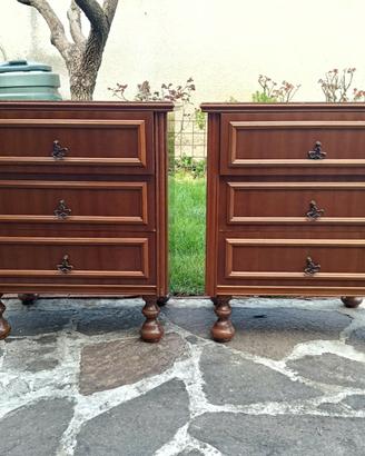 Comodini in legno vintage con cassetti, marrone