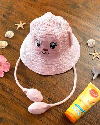 Cappello di paglia ,bambina con orecchie alzabili