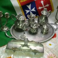 Peltro-Grande Servizio da The,Caffe`+Portadolci