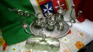 Peltro-Grande Servizio da The,Caffe`+Portadolci