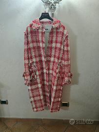 Cappotto MSGM tweed bouclé rosso e bianco 