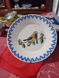 tre piatti mondovi antichi con decorazione uccelli