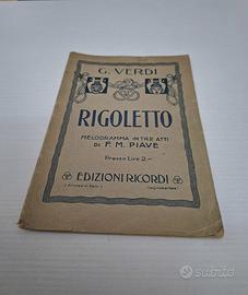 RIGOLETTO DI G. VERDI LIBRETTO D'OPERA D'EPOCA