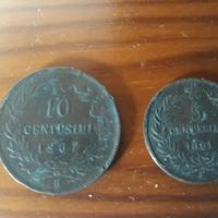 10 e 5 centesimi Vittorio Emanuele II