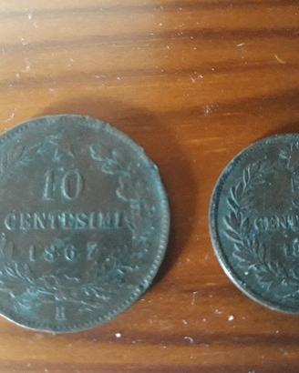 10 e 5 centesimi Vittorio Emanuele II