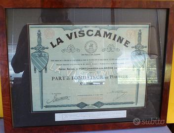 Quadretto con azioni originali “la Viscamina" 1930