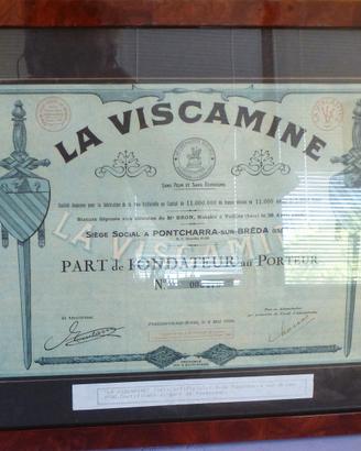 Quadretto con azioni originali “la Viscamina" 1930