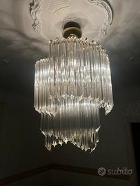 Lampadario vintage anni 70/80 in vetro