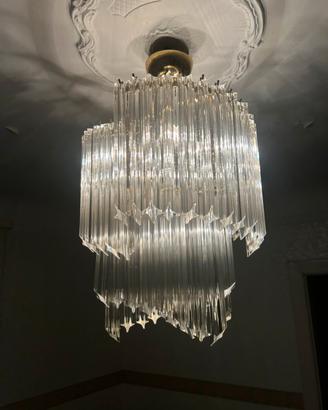 Lampadario vintage anni 70/80 in vetro