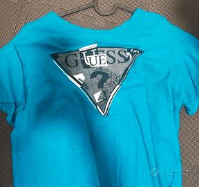 T-shirt Guess turchese con logo taglia XL