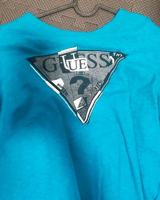 T-shirt Guess turchese con logo taglia XL
