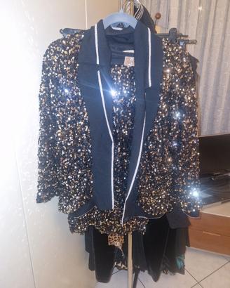 completo nero giacca e gonna lunga paillettes