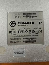 HDD esterno desktop G RAID 12TB Thunderbolt 3