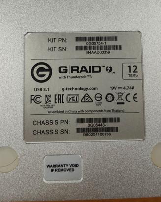 HDD esterno desktop G RAID 12TB Thunderbolt 3