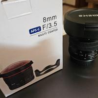 obiettivo Canon fish eye 8mm Meike nuovo 