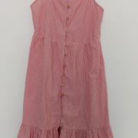 Vestito estivo a righe rosse e bianche con bottoni