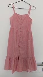 Vestito estivo a righe rosse e bianche con bottoni