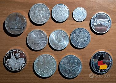 Germania - lotto di 8 monete d'Argento +4 medaglie