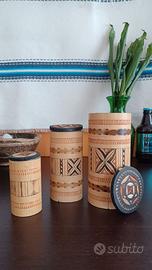 Barattoli a Matrioska in bamboo Decorato