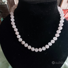 Collana quarzo rosa naturale e oro 18k