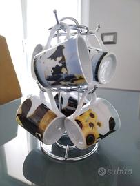 Set 6 tazzine con portatazzine 