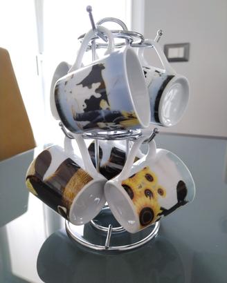 Set 6 tazzine con portatazzine 