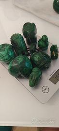 Malachite naturale sculture animali lotto 1.56 kg