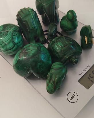 Malachite naturale sculture animali lotto 1.56 kg