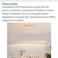 lampadario a sospensione in legno e led