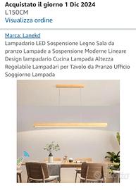 lampadario a sospensione in legno e led