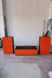 Parete Mobile Soggiorno Arancione Laccato Lucido