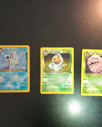 Dark Blastoise raro + 2 holo vintage 2001 Pokemon
