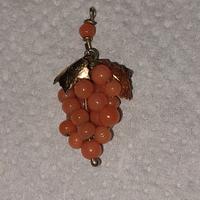 ciondolo in vero corallo e argento dorato