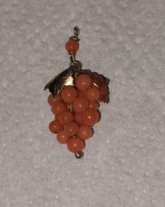 ciondolo in vero corallo e argento dorato