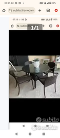 Set tavolo e sedie in rattan colore moka