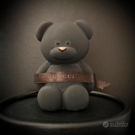 Statua Scultura Orso Oro Nero con nastro lusso
