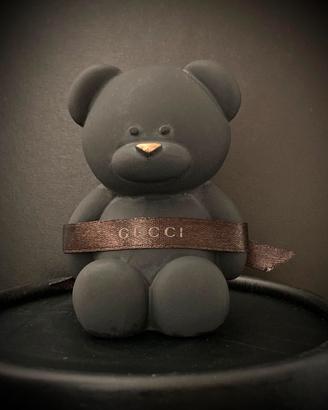 Statua Scultura Orso Oro Nero con nastro lusso