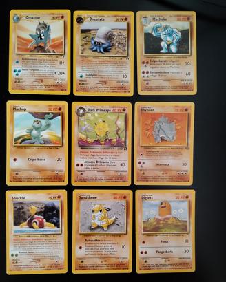 Lotto 9 Carte Pokémon Vintage WOTC Fossile Rocket