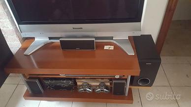 porta tv ciliegio e retro cristallo satinato