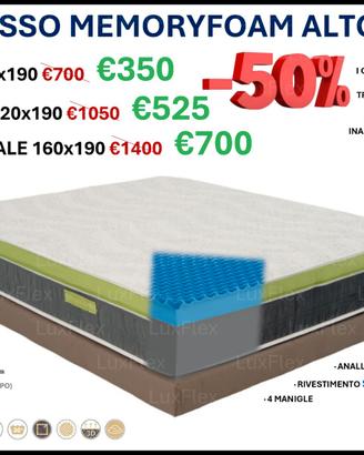 MATERASSO MEMORY FOAM 4 STRATI H 25 CM