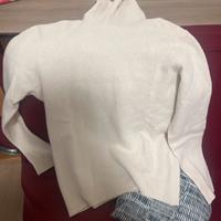 Maglione  lana bianco collo alto uomo