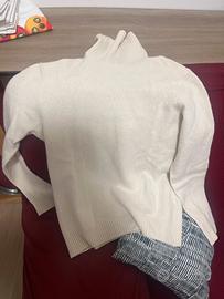 Maglione  lana bianco collo alto uomo