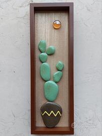 Mosaico cactus con sassi dipinti