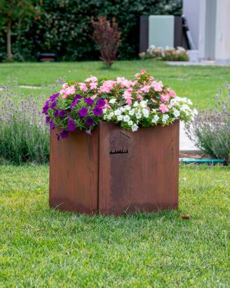 Fioriera quadrata Corten artigianale Made in Italy