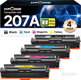 4 Toner Con Chip Compatibile HP 207A 207X