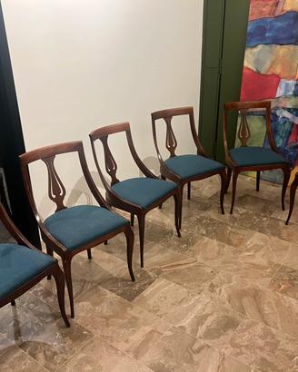 Set 6 sedie in legno foderate stile liberty