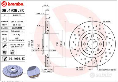 Set di 2 dischi Brembo XTRA da 284 mm per Punto