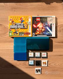 Nintendo 3DS blu + 7 giochi, custodie e caricatore