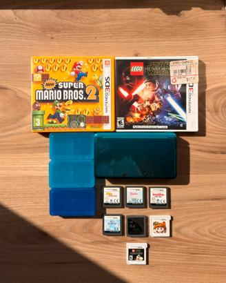 Nintendo 3DS blu + 7 giochi, custodie e caricatore