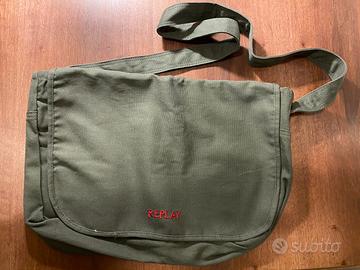 Tracolla Replay uomo color verde militare in tela